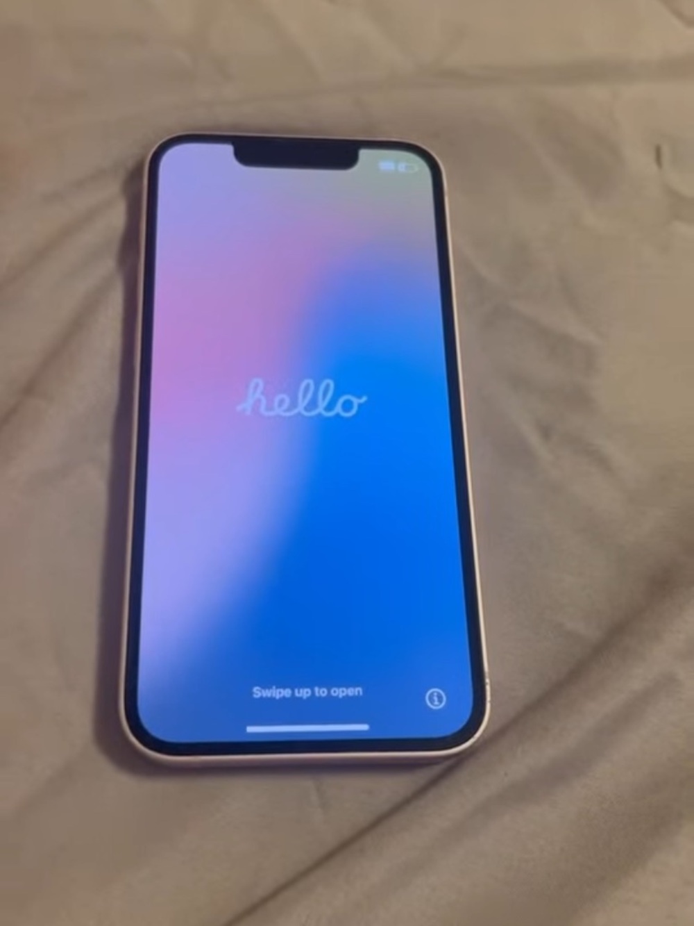 Apple iPhone White Frame with Blue-Pink Gradient Screen